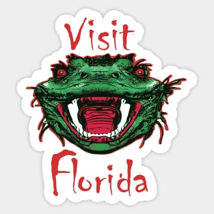 Funny Florida Design Visit Florida Sarcastic Ugly Alligator Mascot Sticker